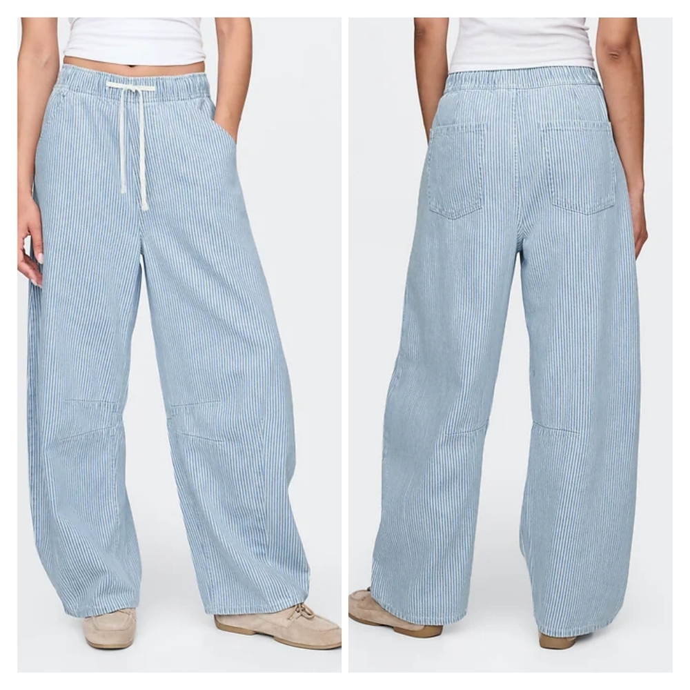 Gap Mid Rise UltraSoft Denim Stripe Easy Horseshoe Jeans Size XL